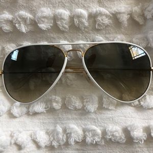 GUC white rim aviator ray bans